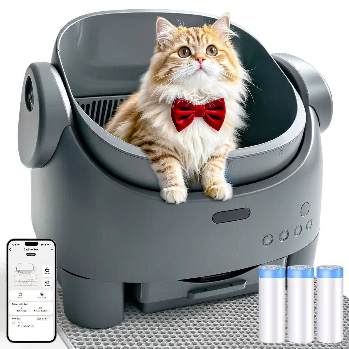 Litière automatique ouverte et sécurisée pour chat