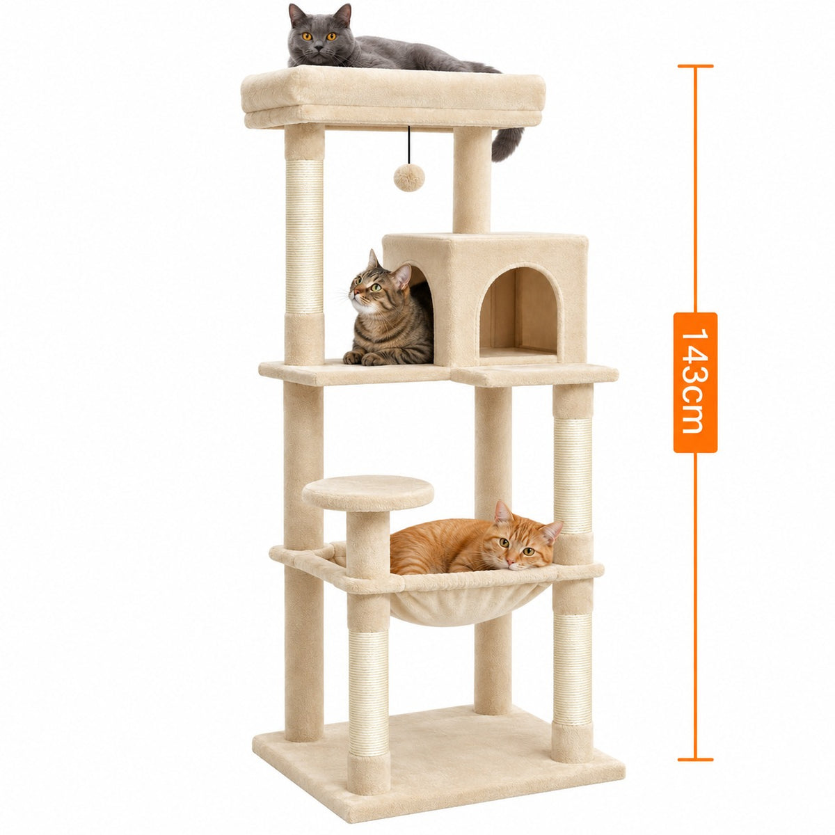 Hauteur de l'arbre à chat : 143 cm