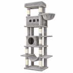 Grand arbre à chat 172 cm gris clair avec hamac et niches