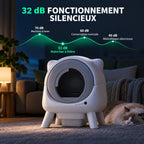 Litière automatique Cocon silencieuse, 32 dB, la nuit