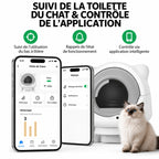 Suivi des passages du chat et réglages de la litière dans l'application