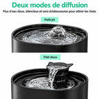 Deux modes d'écoulement de la fontaine Ronron : petit jet ou filet doux