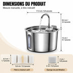 Dimensions de la fontaine à eau Source en inox